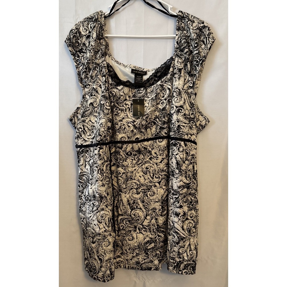 WOMAN'S LANE BRYANT SLEEVELESS PULLOVER BLACK LACED Babydoll BLOUSE 26/28